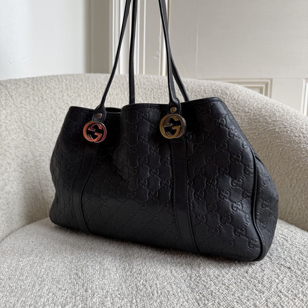 Gucci Guccissima Twins Leather Black Tote Bag