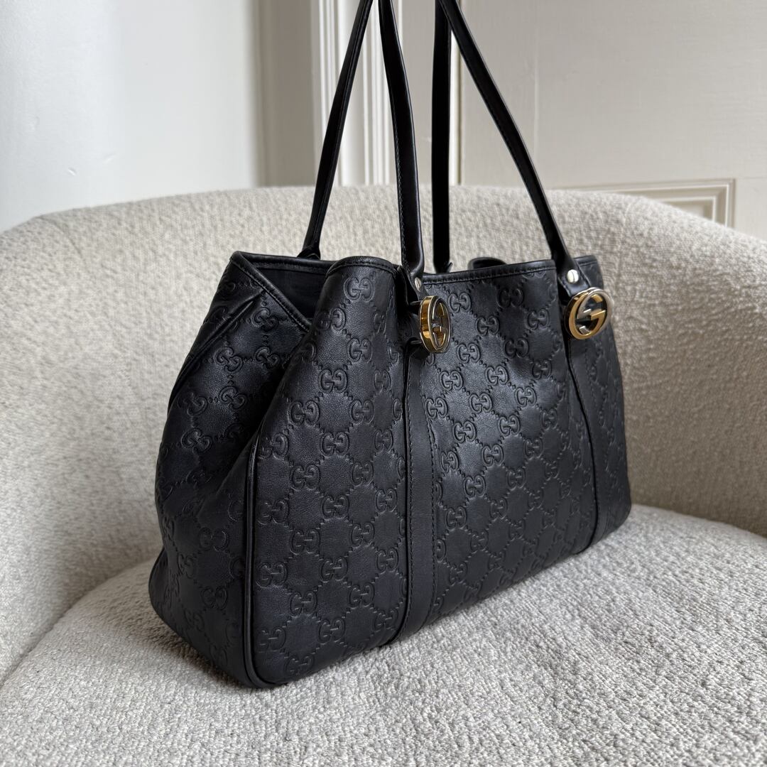 Gucci Guccissima Twins Leather Black Tote Bag