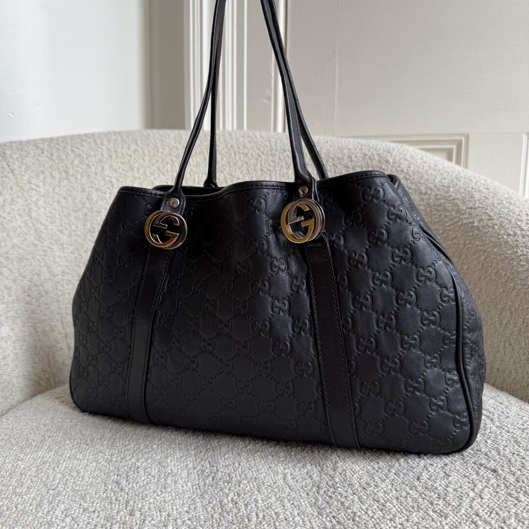 Gucci Guccissima Twins Leather Black Tote Bag