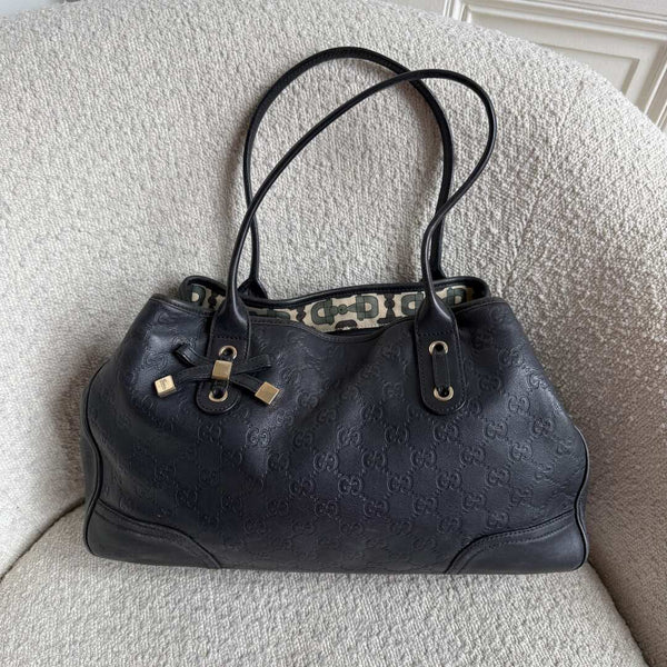 Gucci Guccissima Princy Black Leather Tote Bag