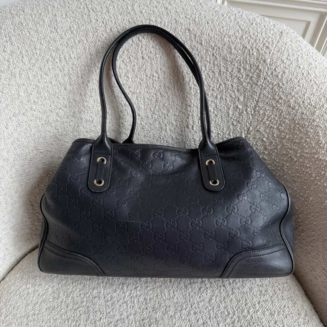 Gucci Guccissima Princy Black Leather Tote Bag