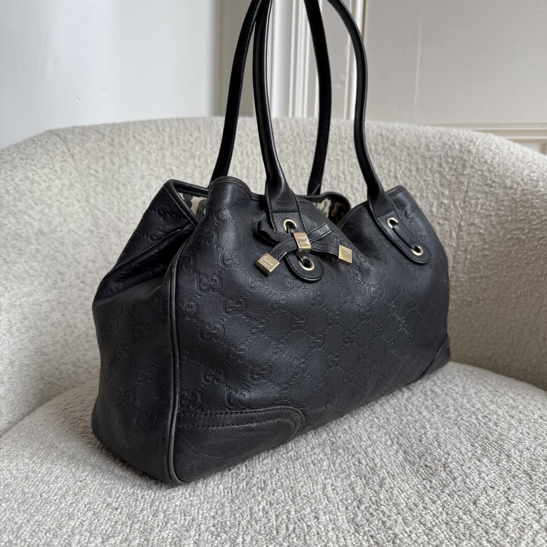 Gucci Guccissima Princy Black Leather Tote Bag