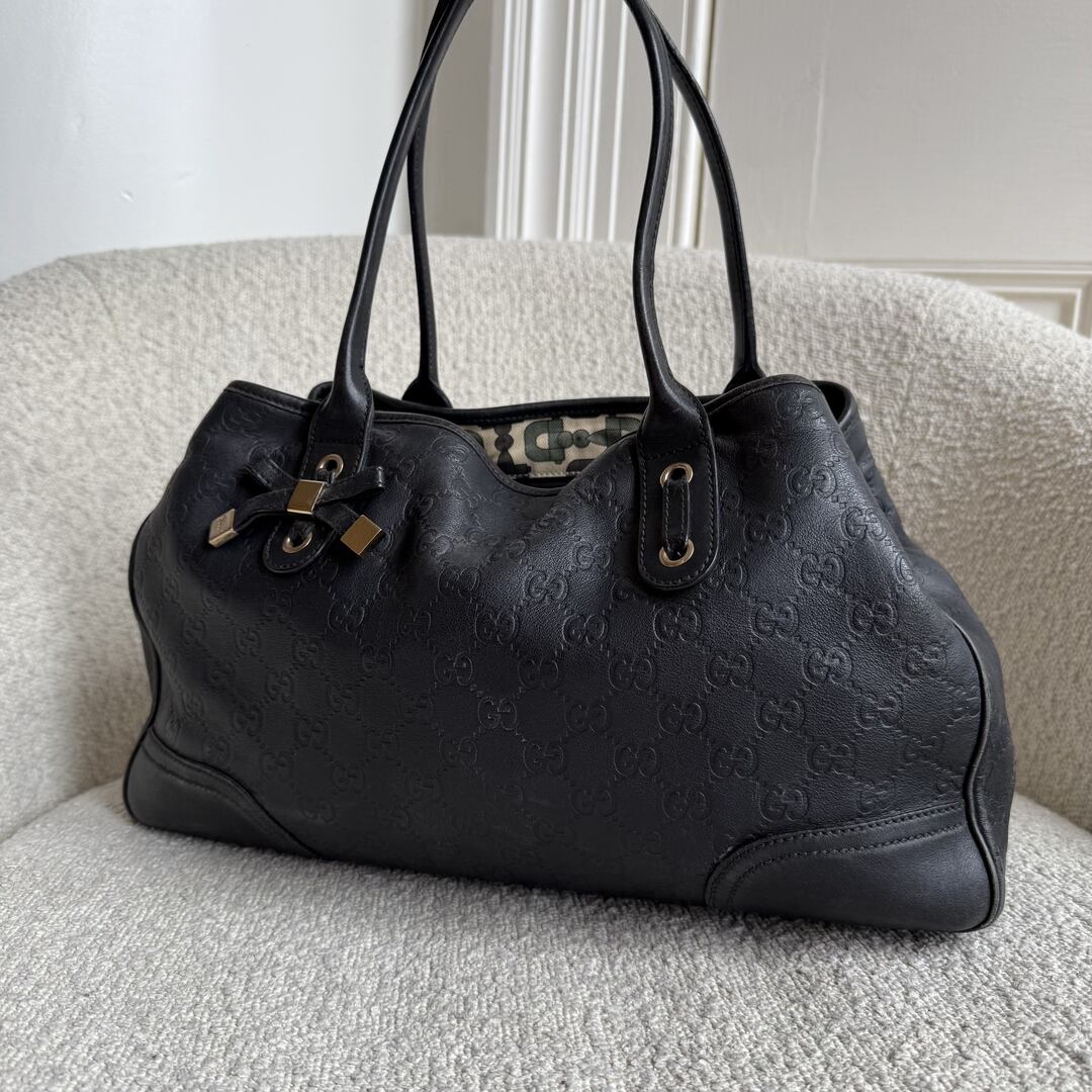 Gucci Guccissima Princy Black Leather Tote Bag