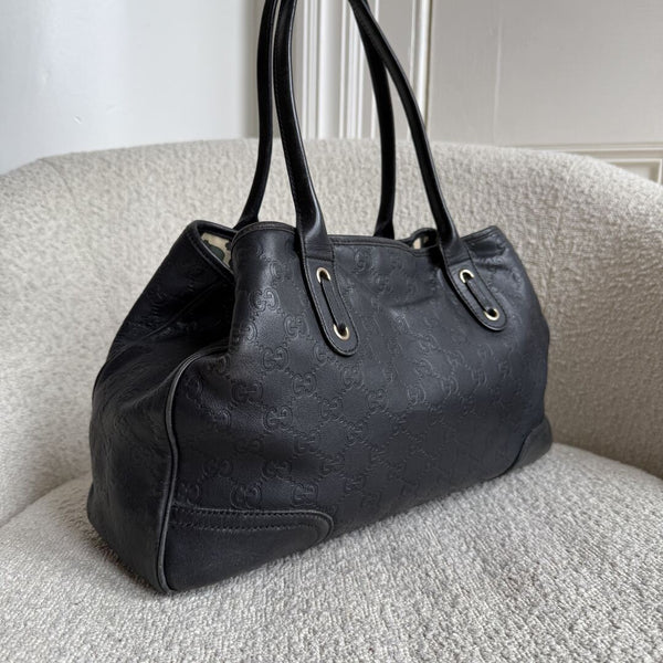 Gucci Guccissima Princy Black Leather Tote Bag