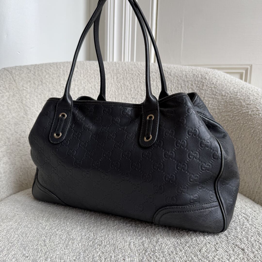 Gucci Guccissima Princy Black Leather Tote Bag