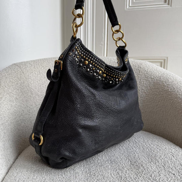 Miu Miu Studded Leather Black Shoulder Bag