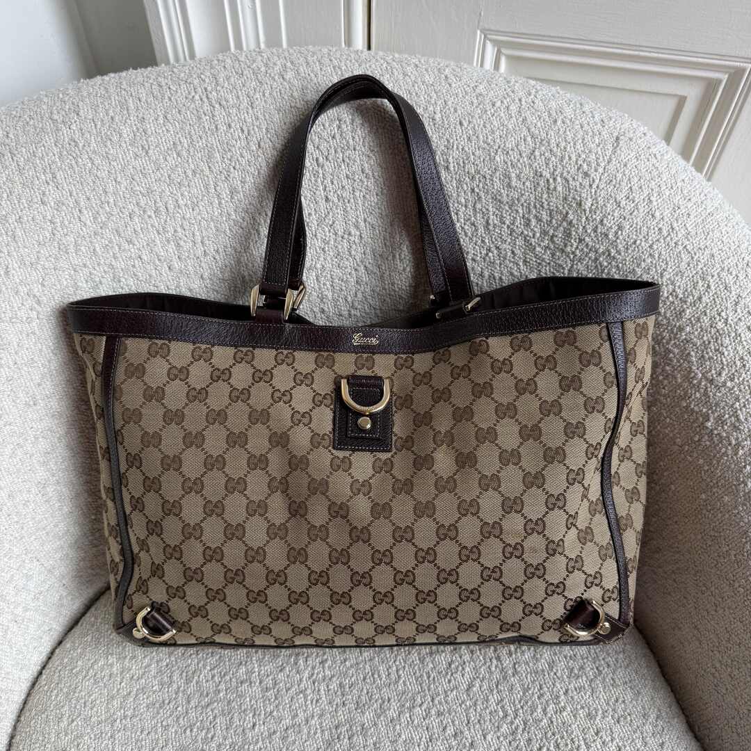 Gucci GG Canvas Abbey D-Ring Brown Tote Bag