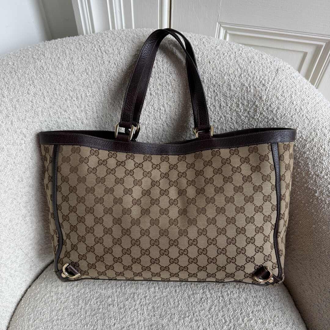 Gucci GG Canvas Abbey D-Ring Brown Tote Bag