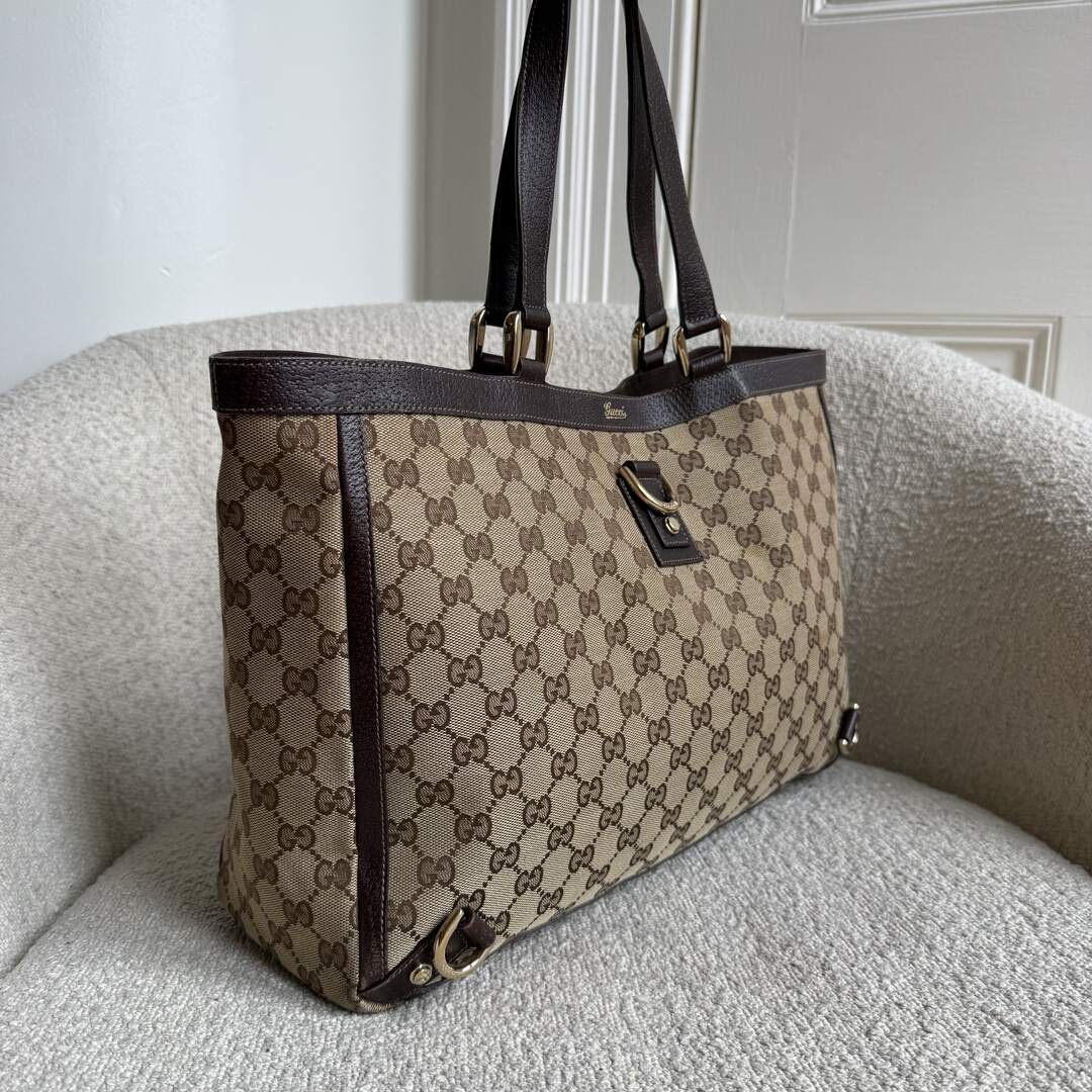 Gucci GG Canvas Abbey D-Ring Brown Tote Bag