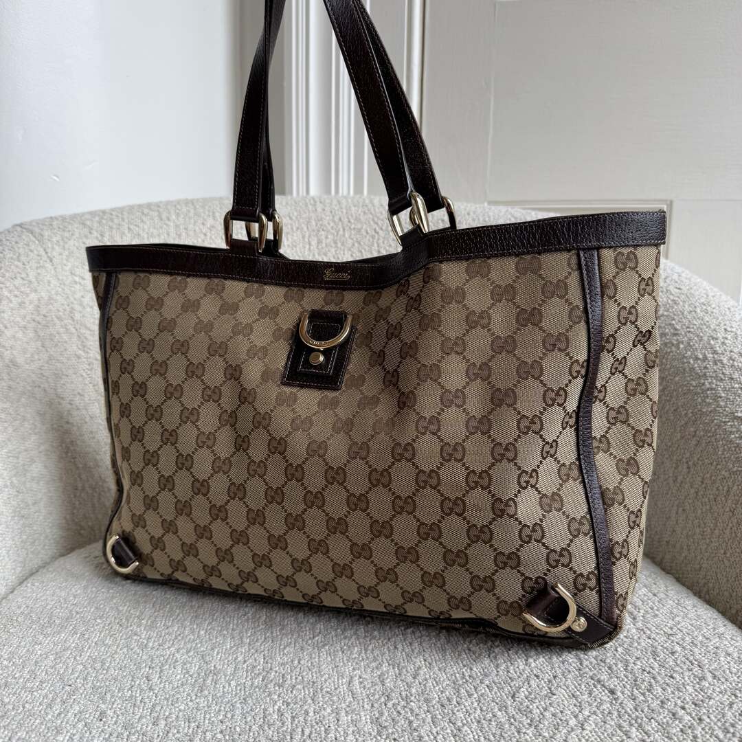 Gucci GG Canvas Abbey D-Ring Brown Tote Bag