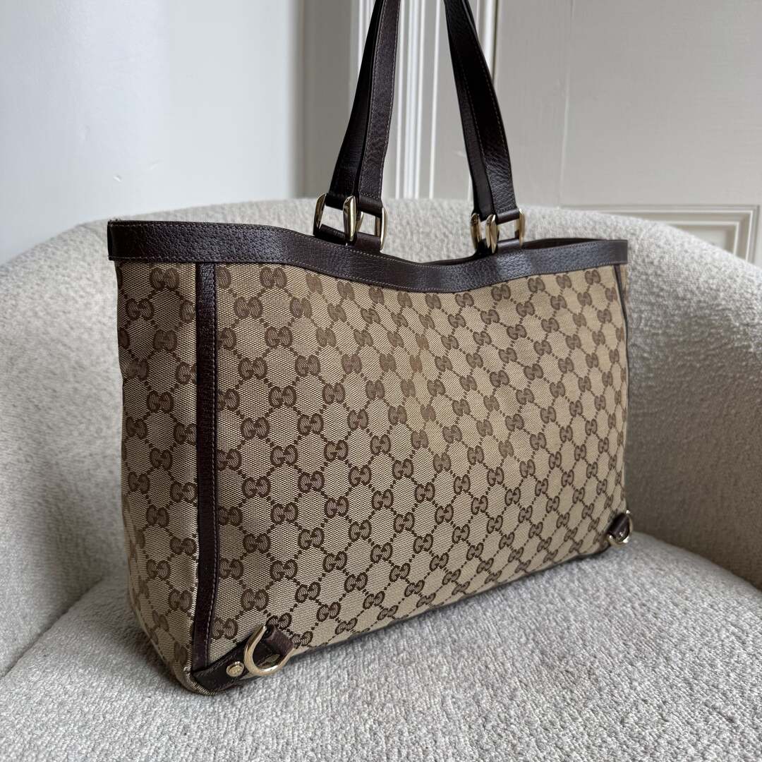 Gucci GG Canvas Abbey D-Ring Brown Tote Bag