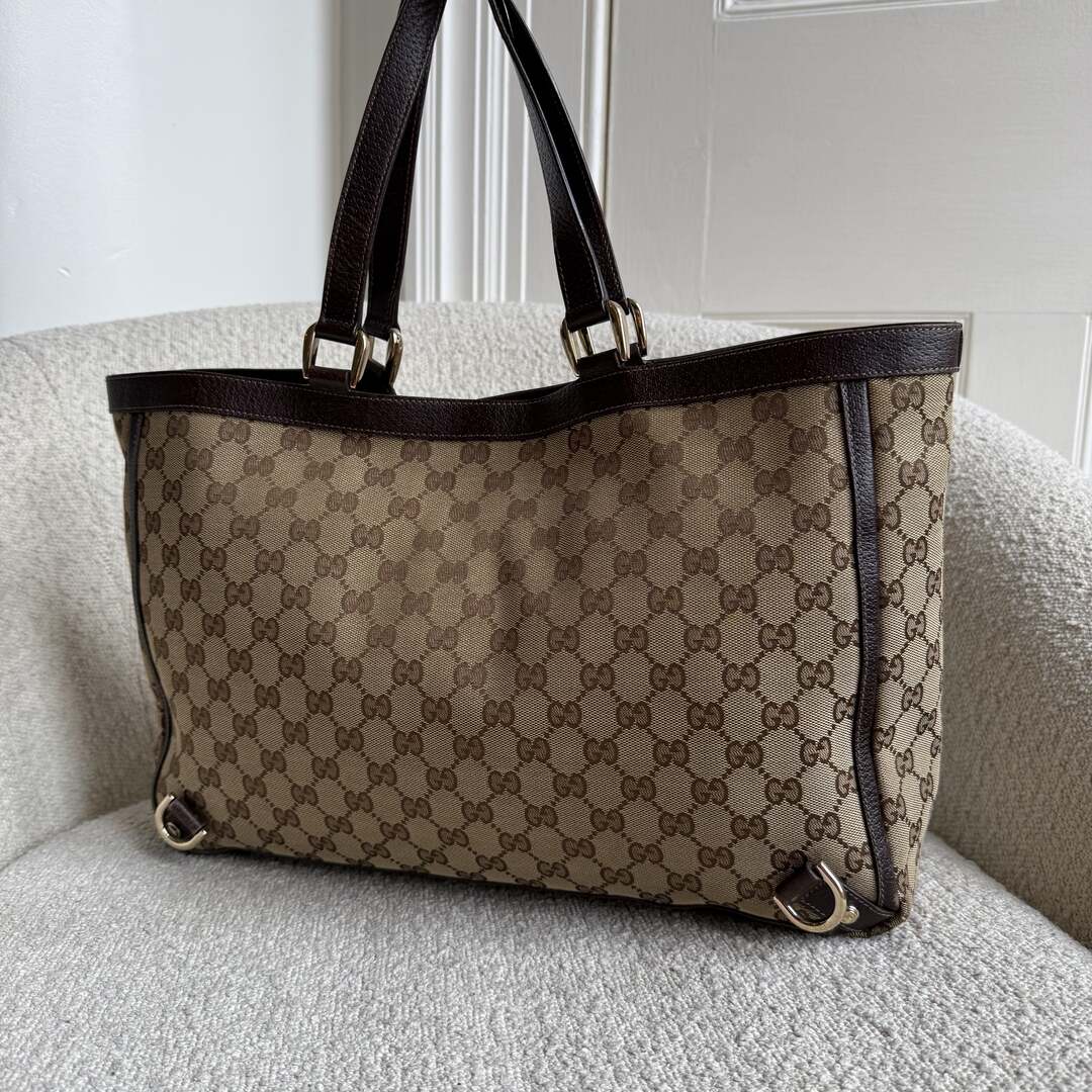 Gucci GG Canvas Abbey D-Ring Brown Tote Bag