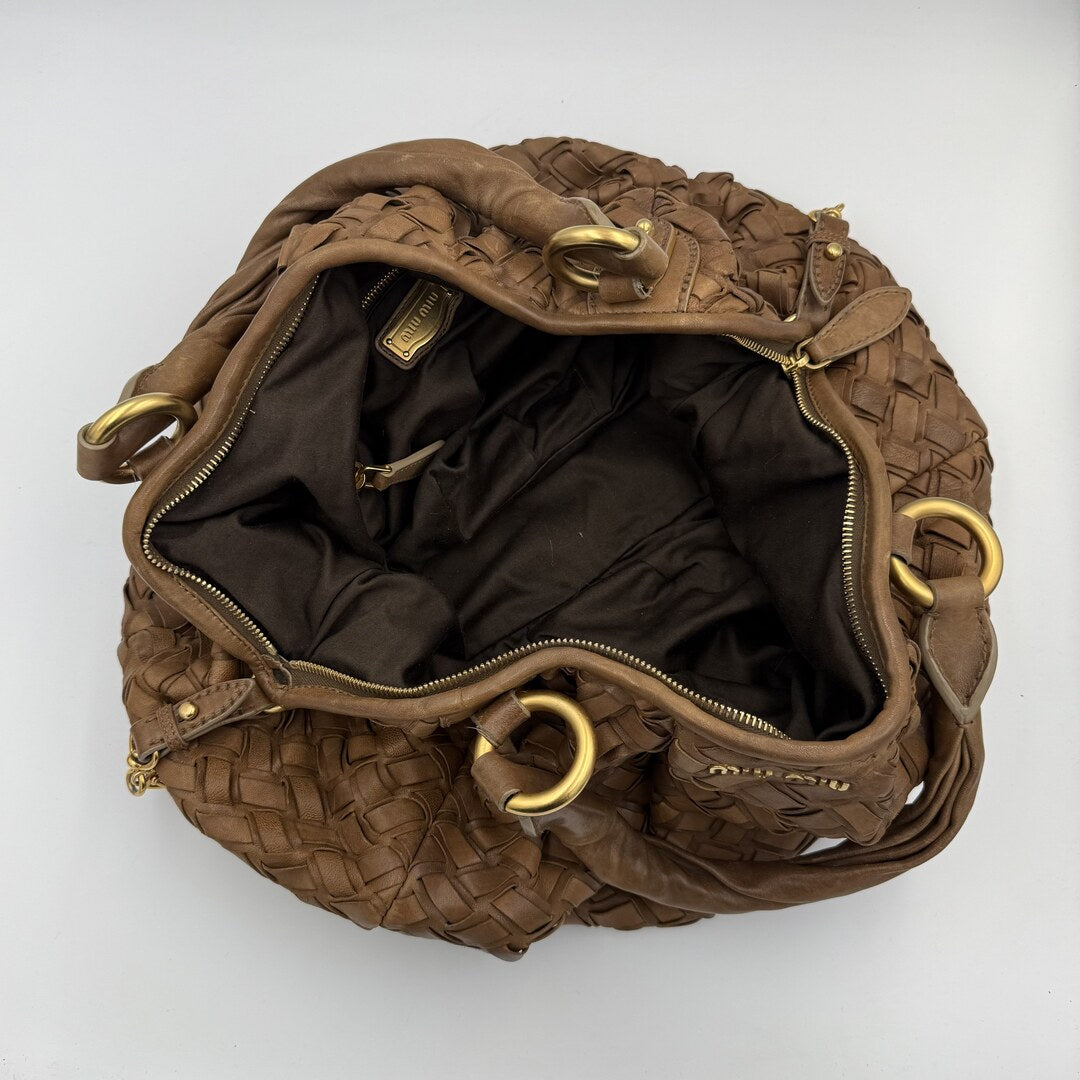 Miu Miu Quilted Leather Brown Shoulder Bag