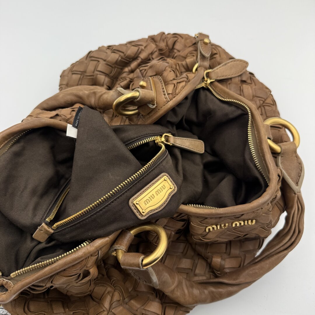 Miu Miu Quilted Leather Brown Shoulder Bag