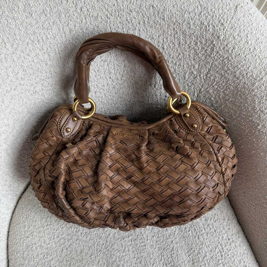 Miu Miu Quilted Leather Brown Shoulder Bag