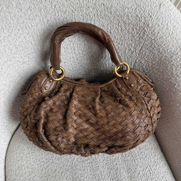 Miu Miu Quilted Leather Brown Shoulder Bag