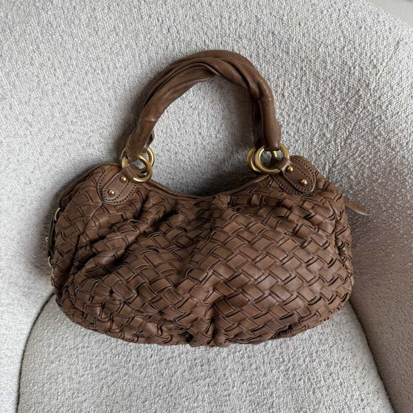 Miu Miu Quilted Leather Brown Shoulder Bag