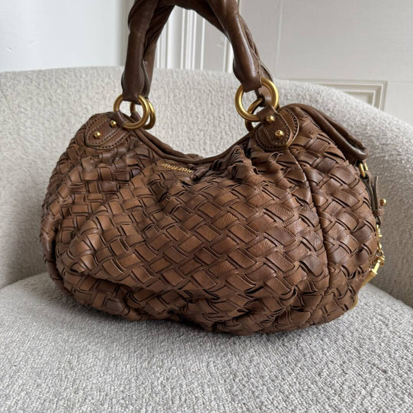 Miu Miu Quilted Leather Brown Shoulder Bag