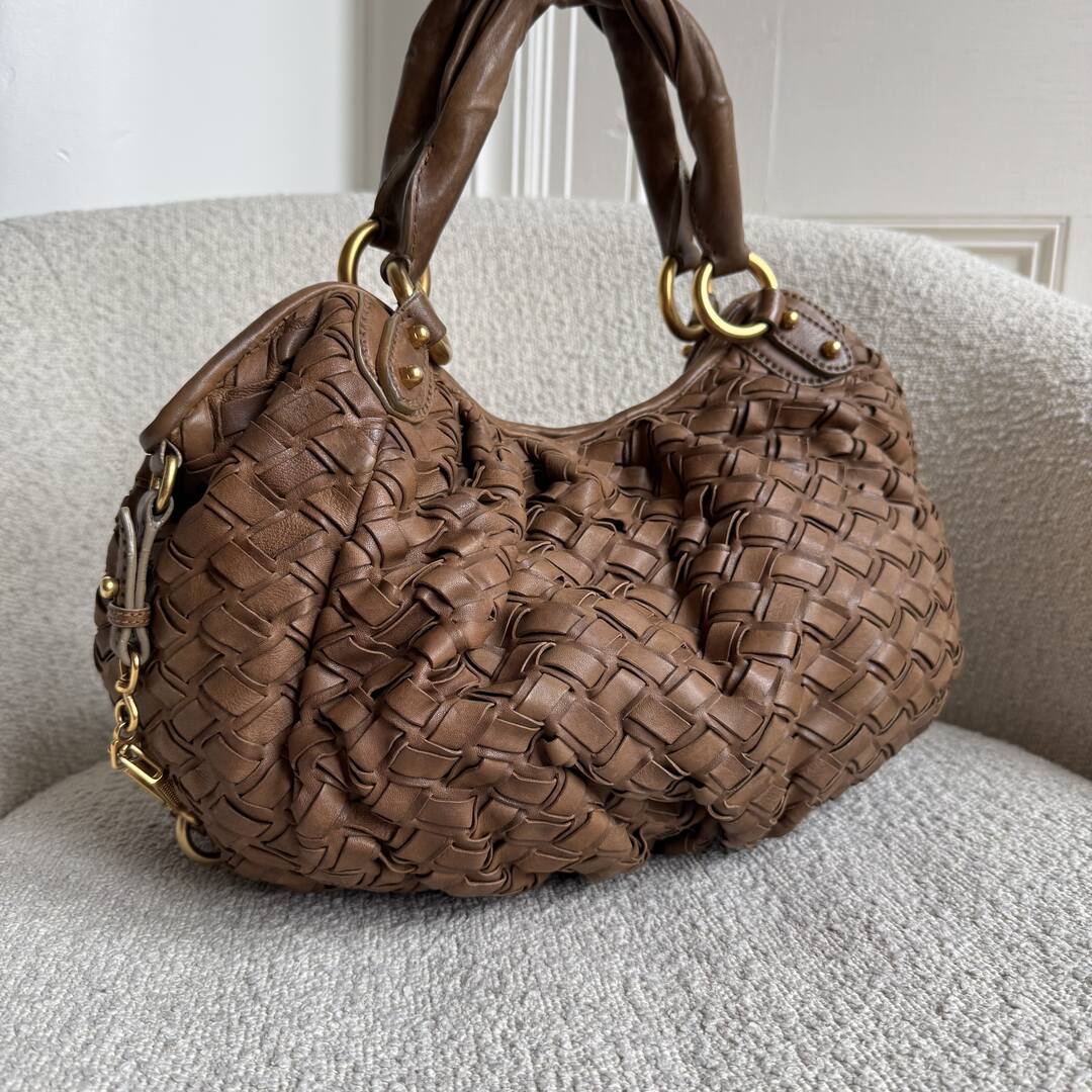 Miu Miu Quilted Leather Brown Shoulder Bag