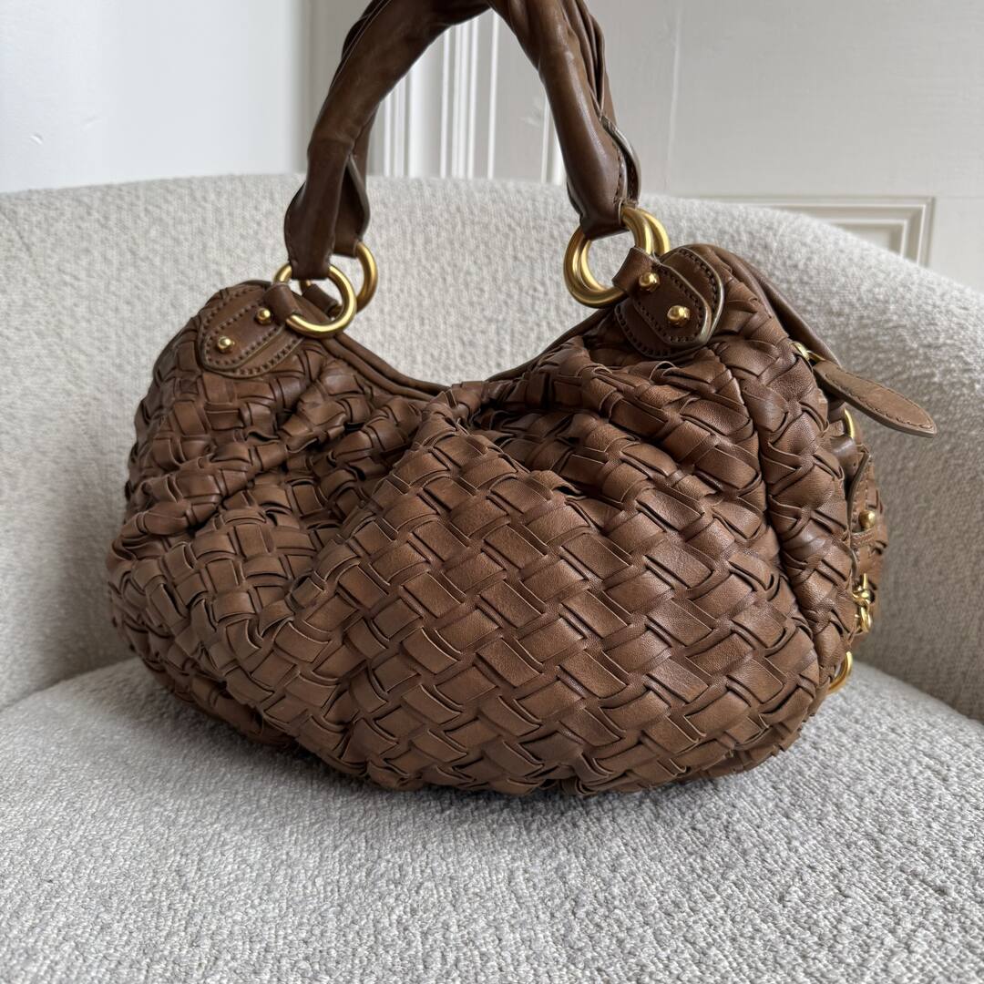 Miu Miu Quilted Leather Brown Shoulder Bag
