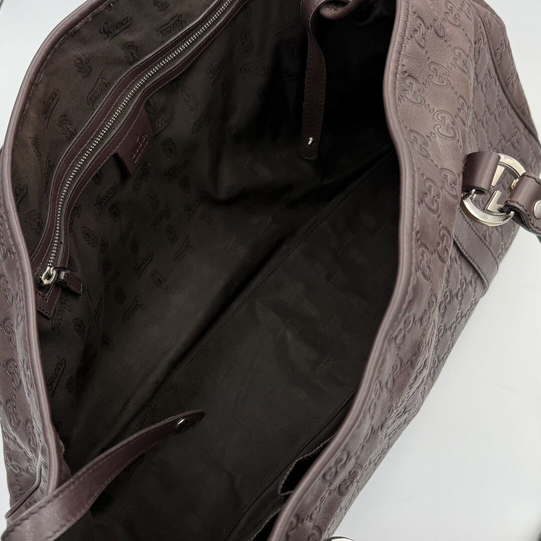 Gucci Guccissima Twins Leather Brown Tote Bag