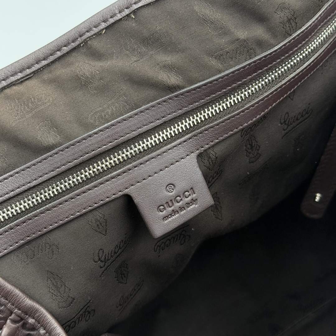 Gucci Guccissima Twins Leather Brown Tote Bag