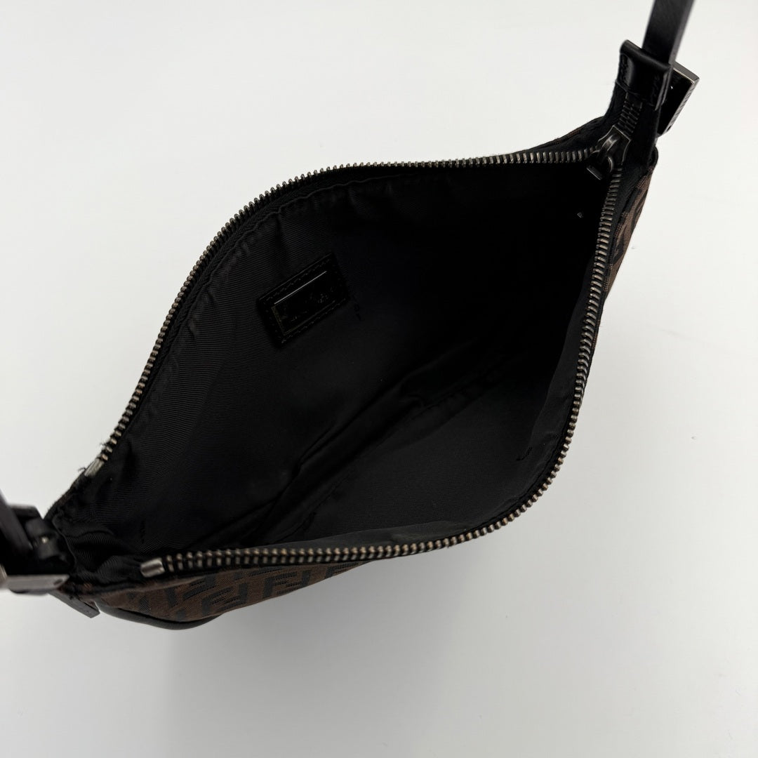 Fendi Zucchino Brown Pochette Shoulder Bag