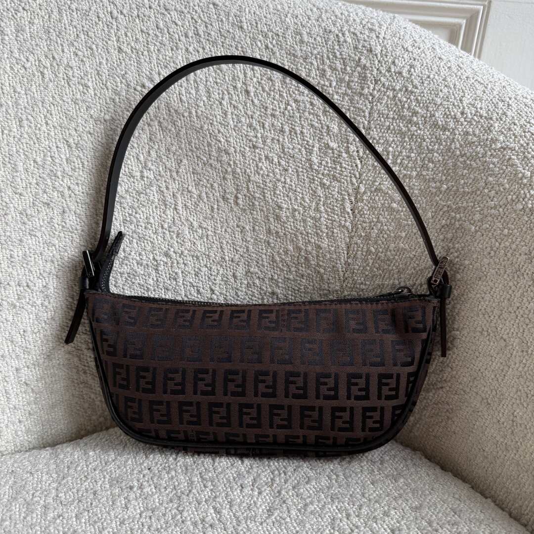Fendi Zucchino Brown Pochette Shoulder Bag