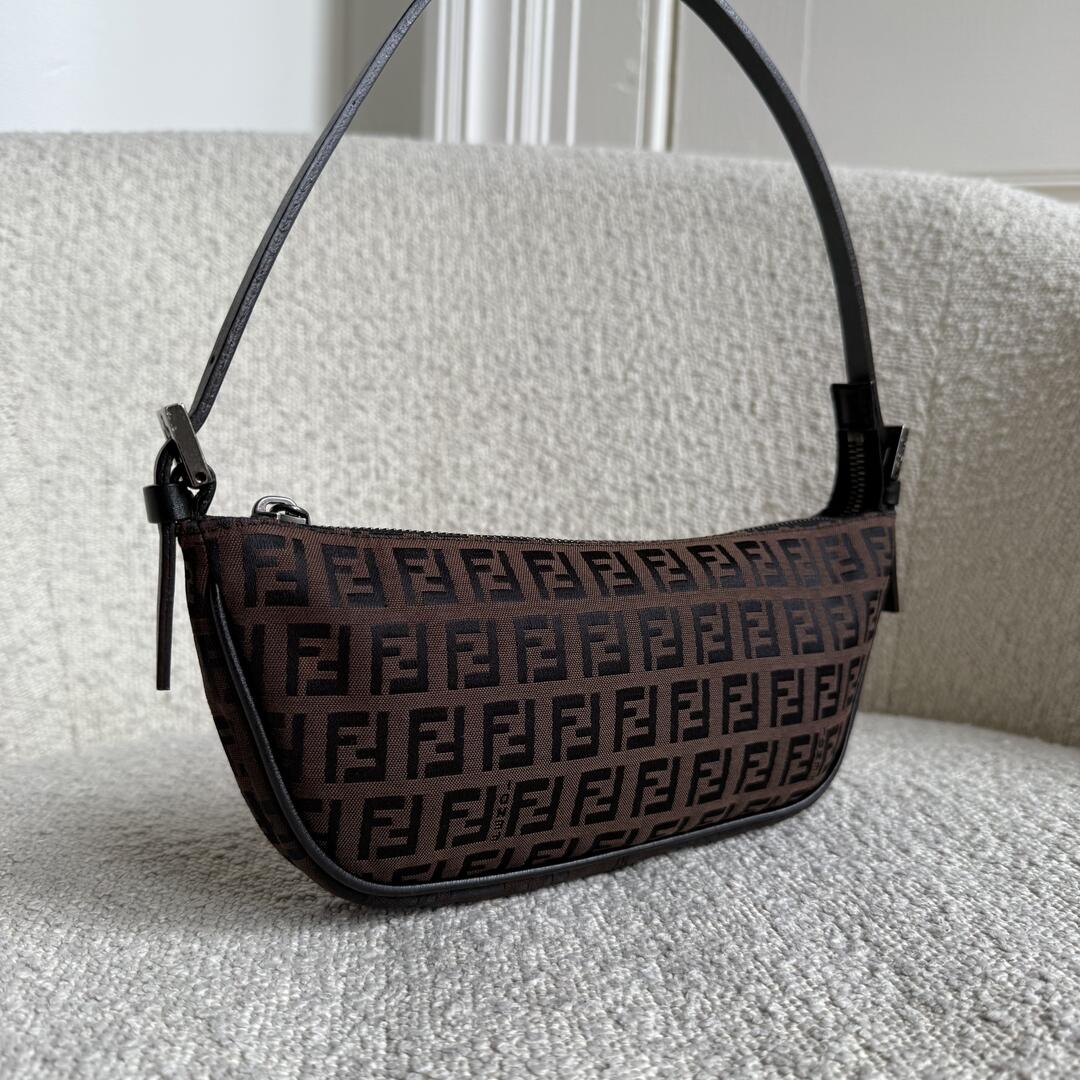 Fendi Zucchino Brown Pochette Shoulder Bag