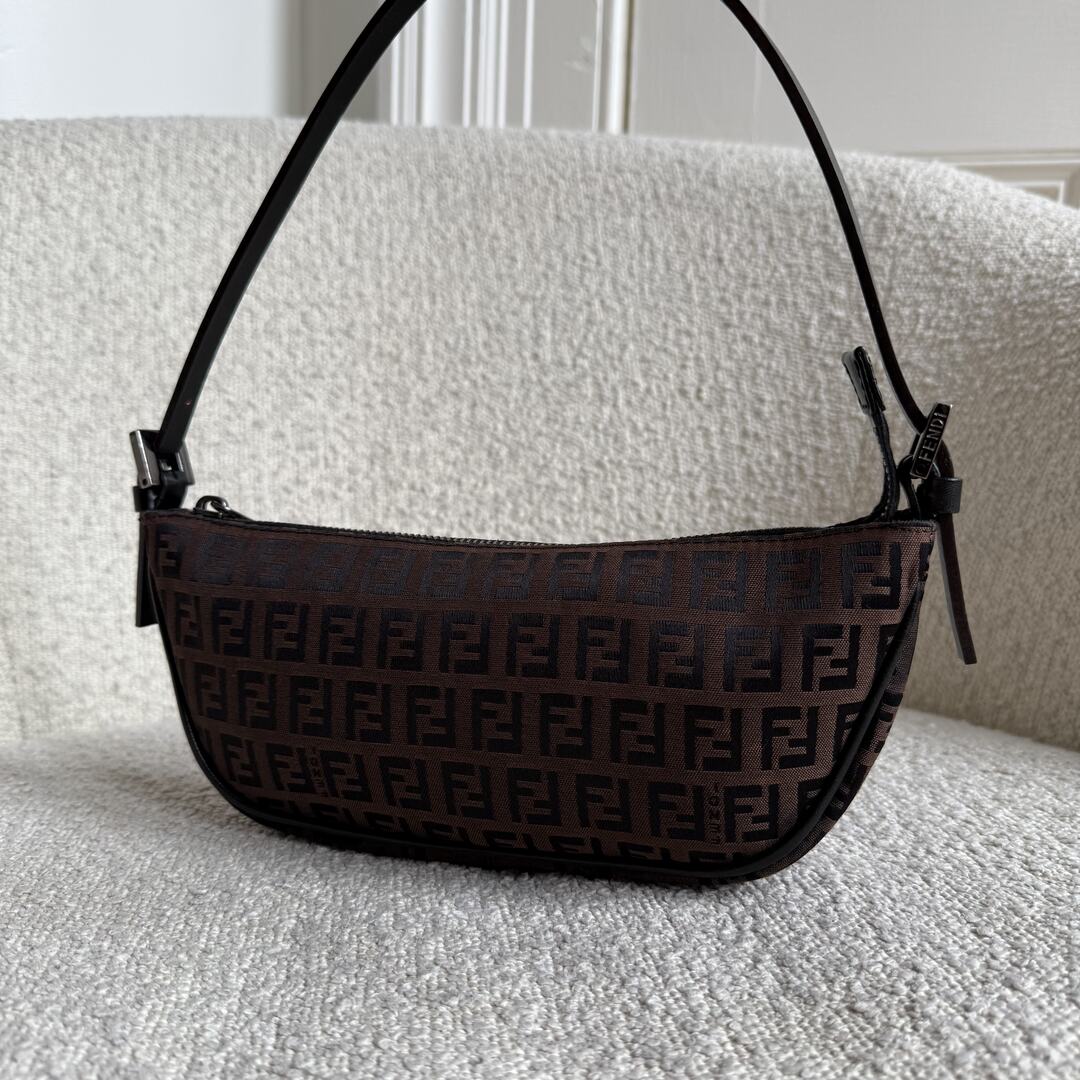 Fendi Zucchino Brown Pochette Shoulder Bag