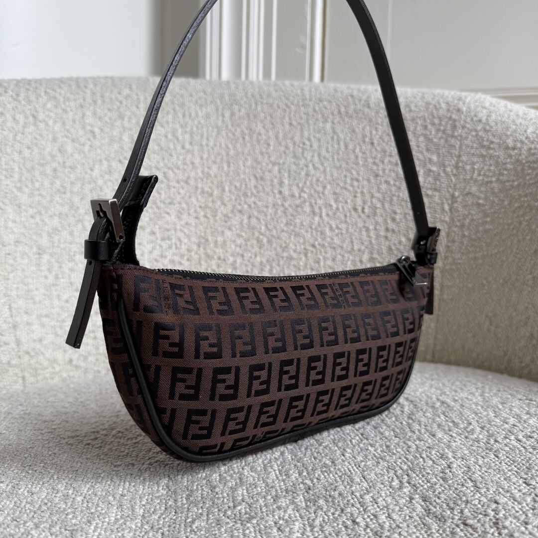 Fendi Zucchino Brown Pochette Shoulder Bag