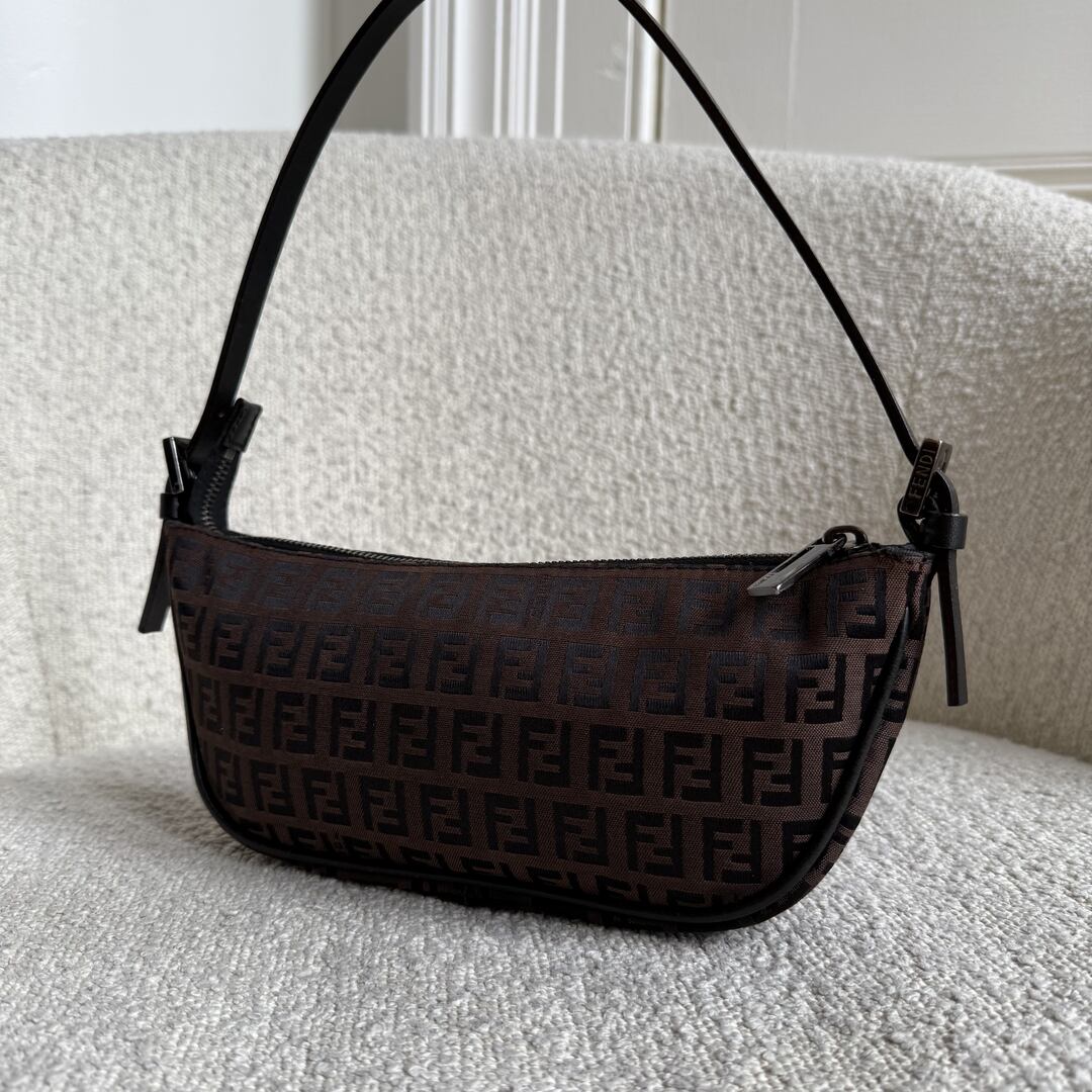 Fendi Zucchino Brown Pochette Shoulder Bag
