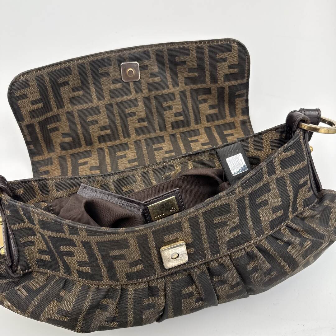 Fendi Zucca Flap Brown Shoulder Bag