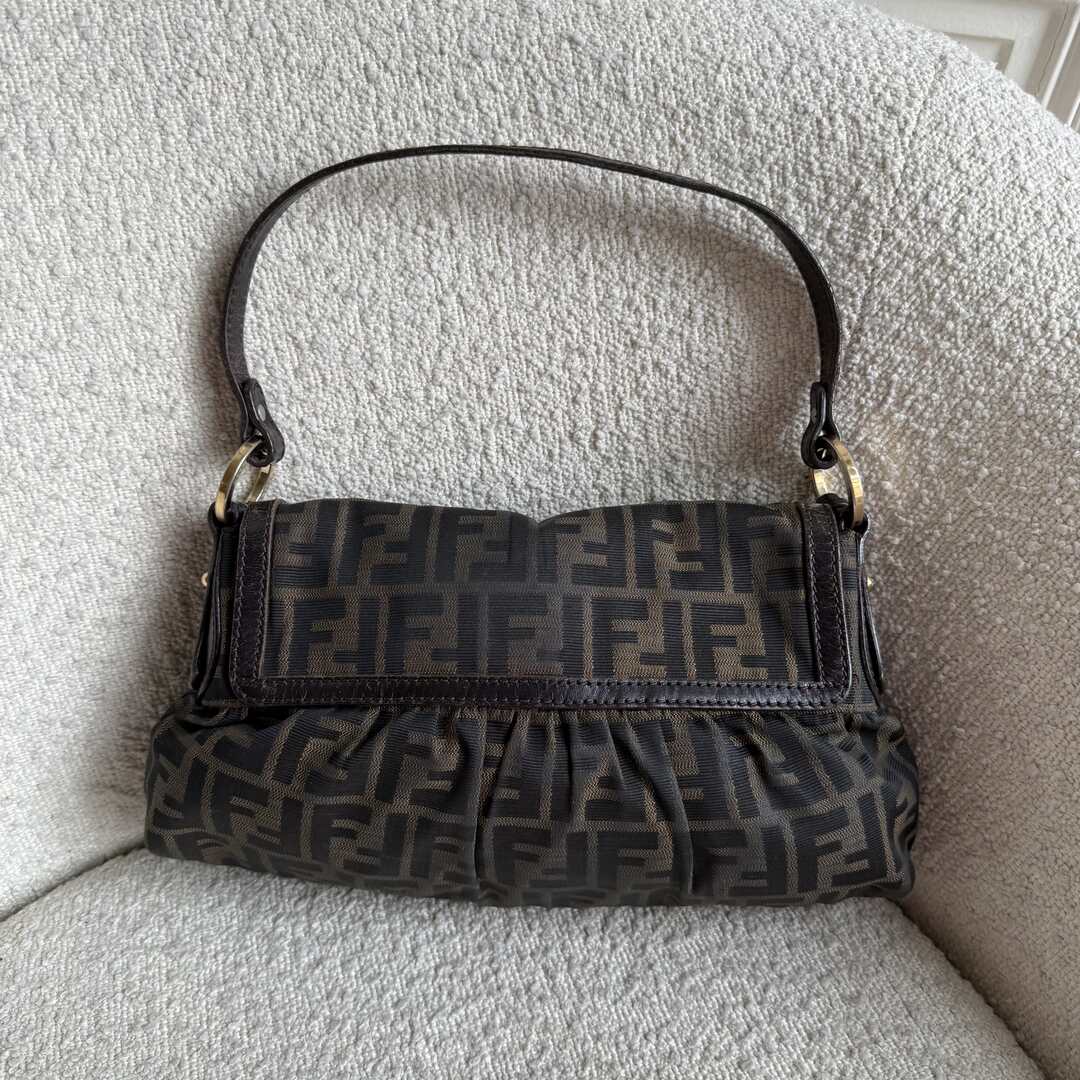 Fendi Zucca Flap Brown Shoulder Bag