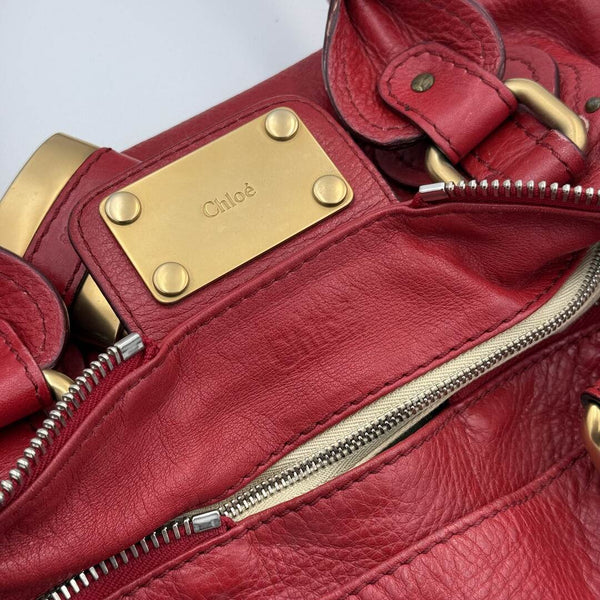 Chloe Paddington Leather Red Shoulder Bag