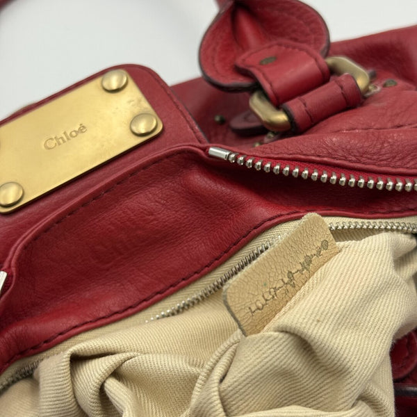 Chloe Paddington Leather Red Shoulder Bag