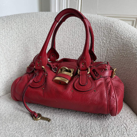 Chloe Paddington Leather Red Shoulder Bag