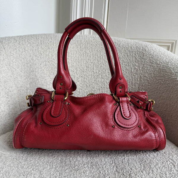 Chloe Paddington Leather Red Shoulder Bag