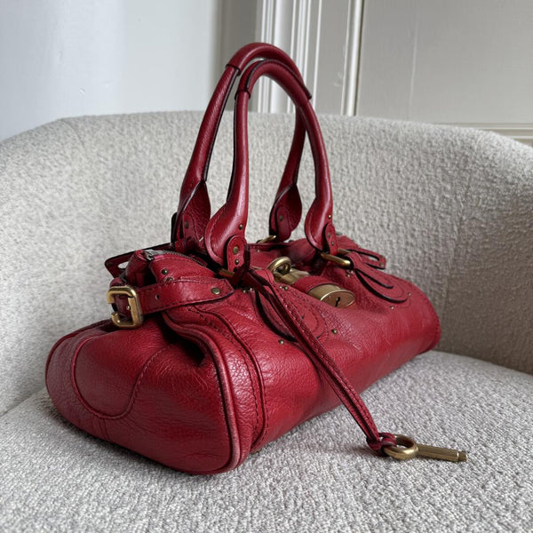 Chloe Paddington Leather Red Shoulder Bag