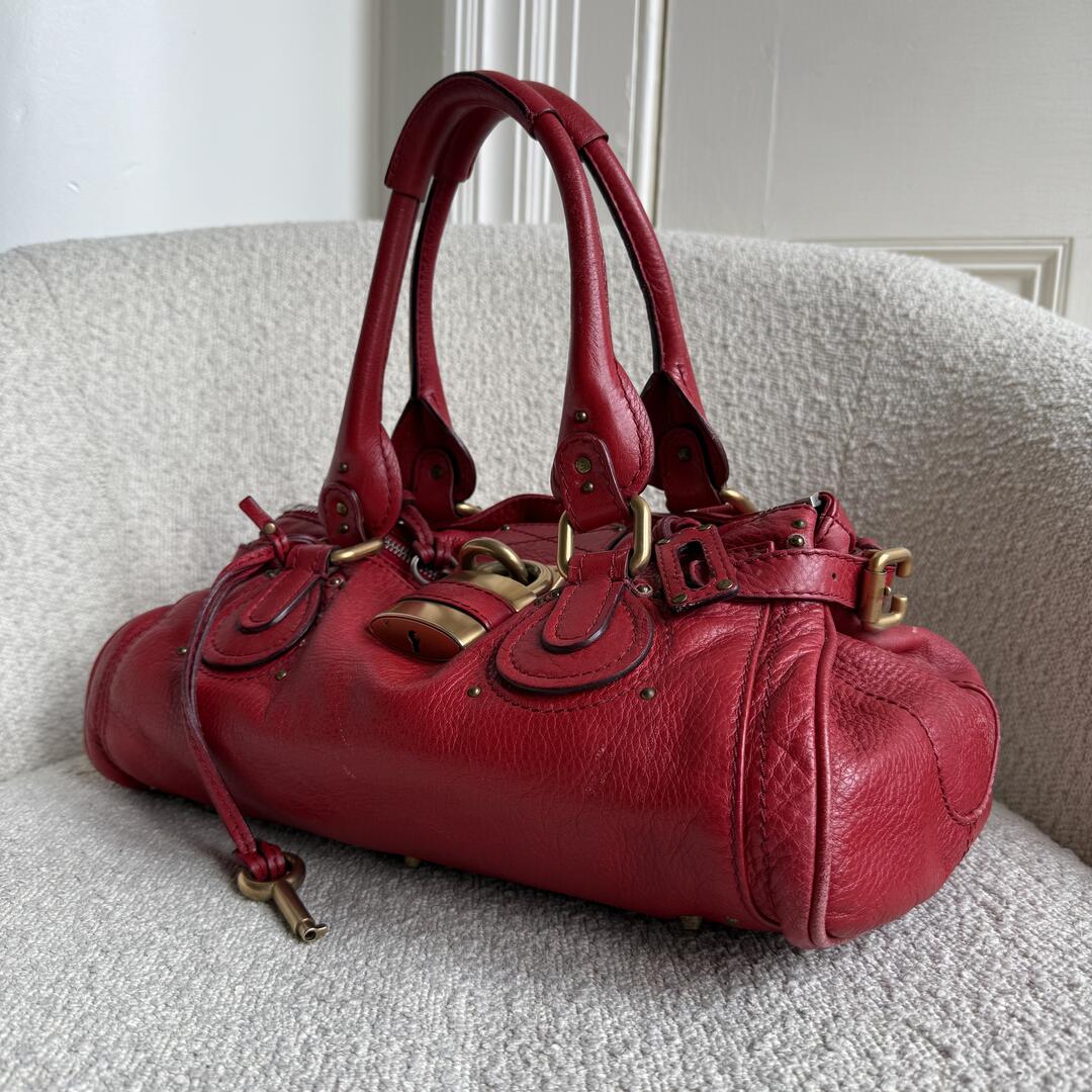 Chloe Paddington Leather Red Shoulder Bag