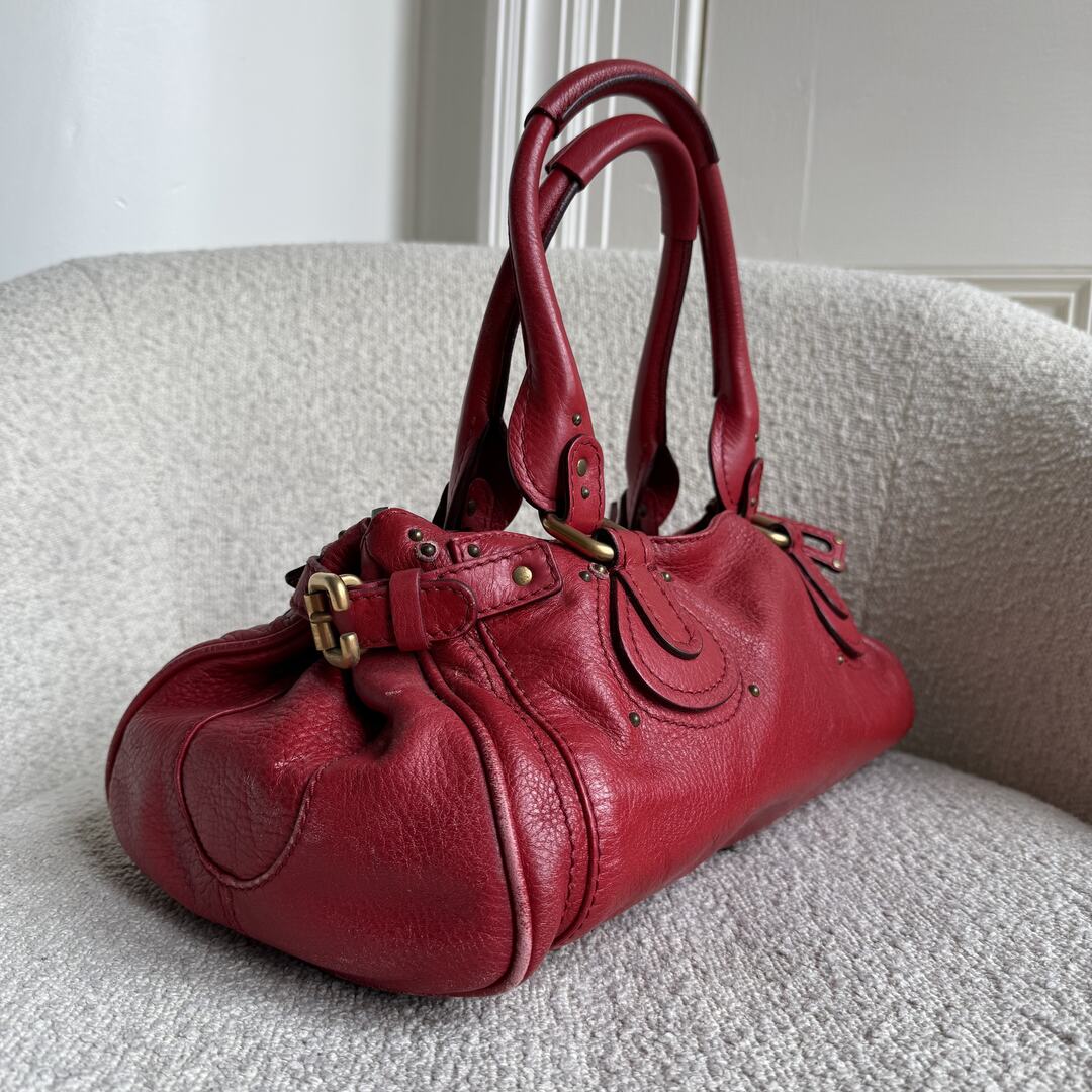 Chloe Paddington Leather Red Shoulder Bag
