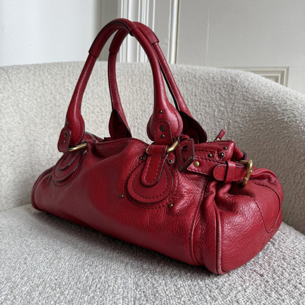Chloe Paddington Leather Red Shoulder Bag