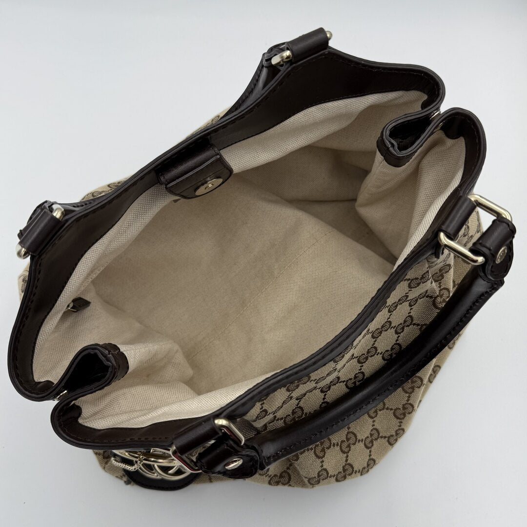 Gucci GG Canvas Sukey Brown Tote Bag
