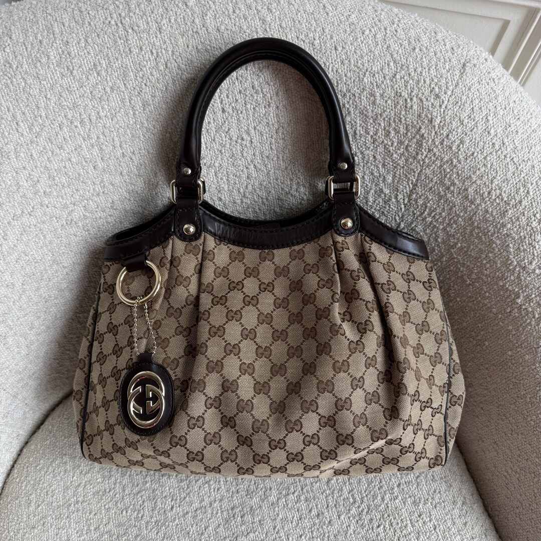 Gucci GG Canvas Sukey Brown Tote Bag