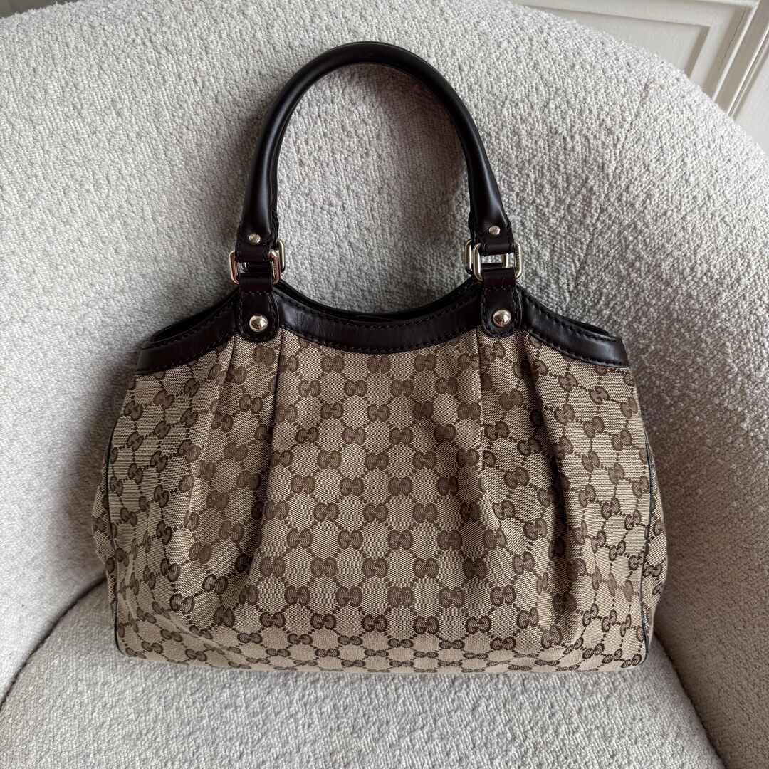 Gucci GG Canvas Sukey Brown Tote Bag