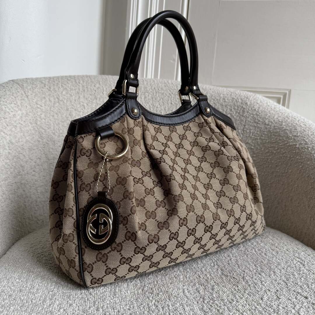 Gucci GG Canvas Sukey Brown Tote Bag