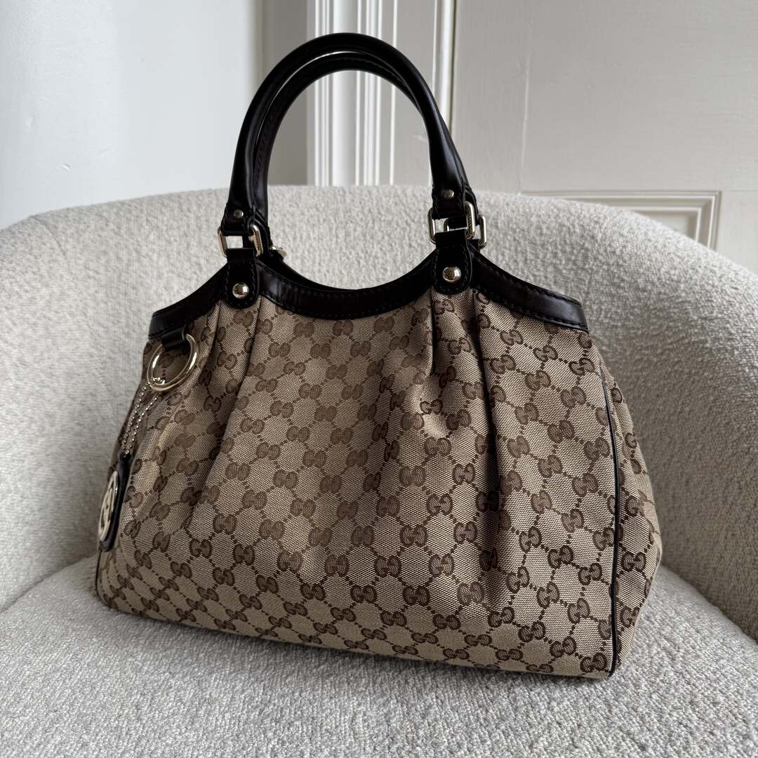 Gucci GG Canvas Sukey Brown Tote Bag