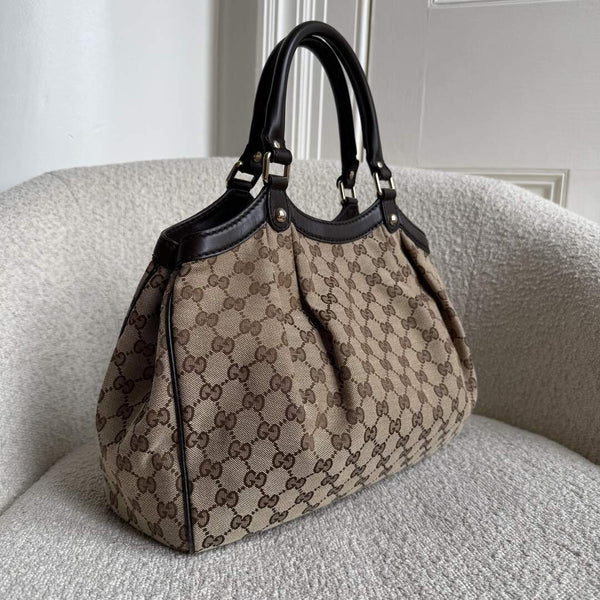Gucci GG Canvas Sukey Brown Tote Bag