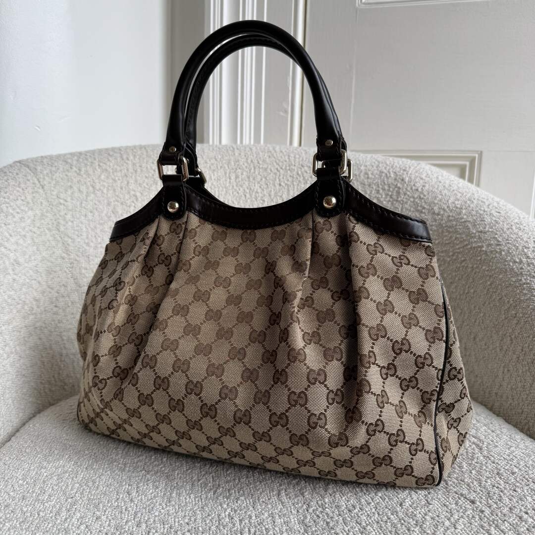 Gucci GG Canvas Sukey Brown Tote Bag