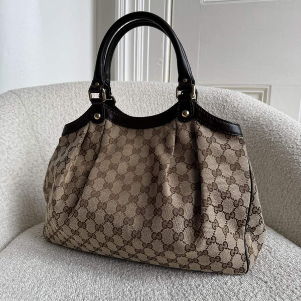 Gucci GG Canvas Sukey Brown Tote Bag